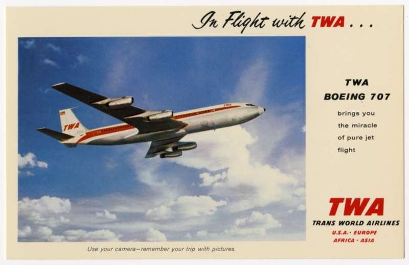 Image: postcard: TWA (Trans World Airlines), Boeing 707