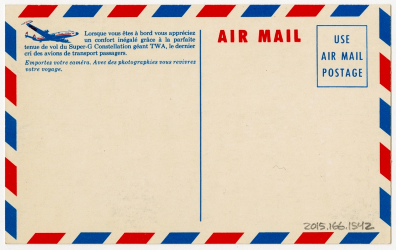 Image: postcard: TWA (Trans World Airlines), Lockheed Super G Constellation