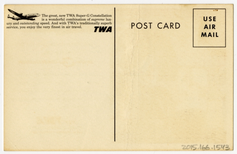 Image: postcard: TWA (Trans World Airlines), Lockheed Super G Constellation
