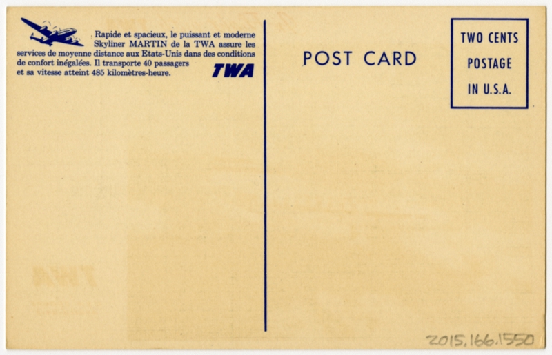 Image: postcard: TWA (Trans World Airlines), Martin 4-0-4, Lockheed Constellation