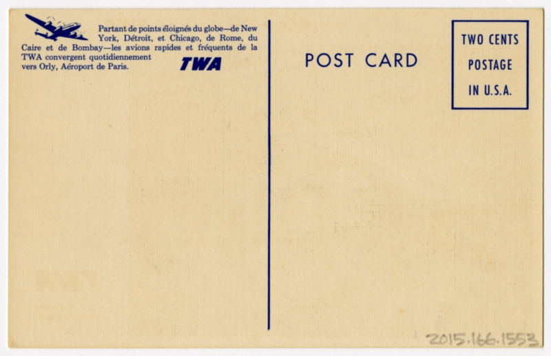 Image: postcard: TWA (Trans World Airlines), Lockheed Constellation, Paris Airport
