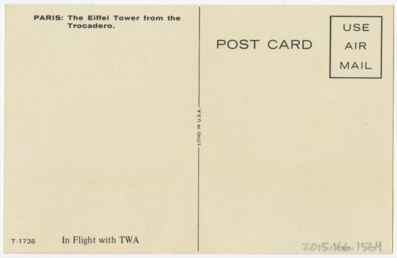 Image: postcard: TWA (Trans World Airlines), Paris
