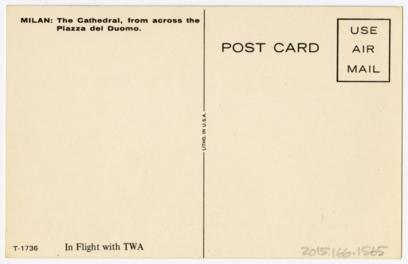 Image: postcard: TWA (Trans World Airlines), Milan