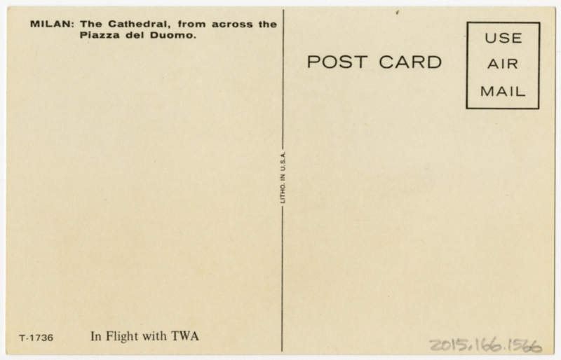 Image: postcard: TWA (Trans World Airlines), Milan