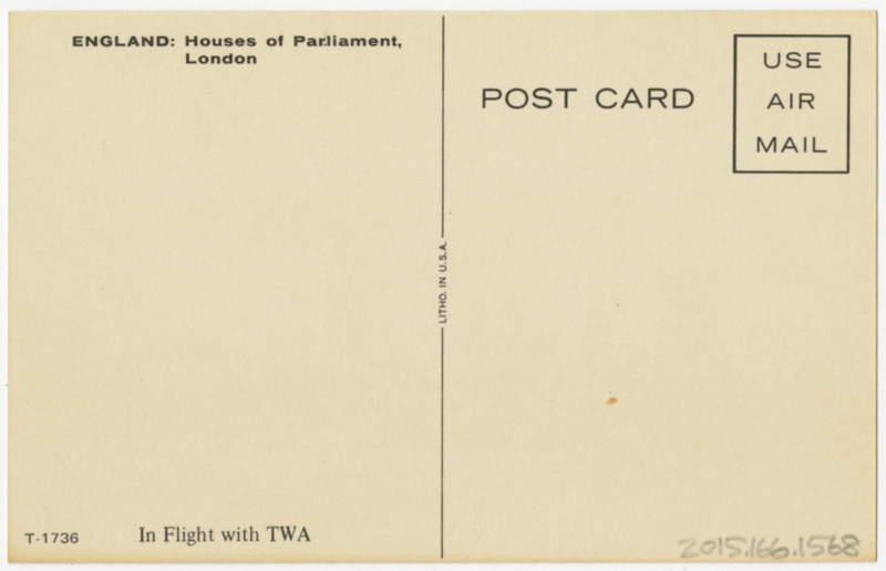 Image: postcard: TWA (Trans World Airlines), London