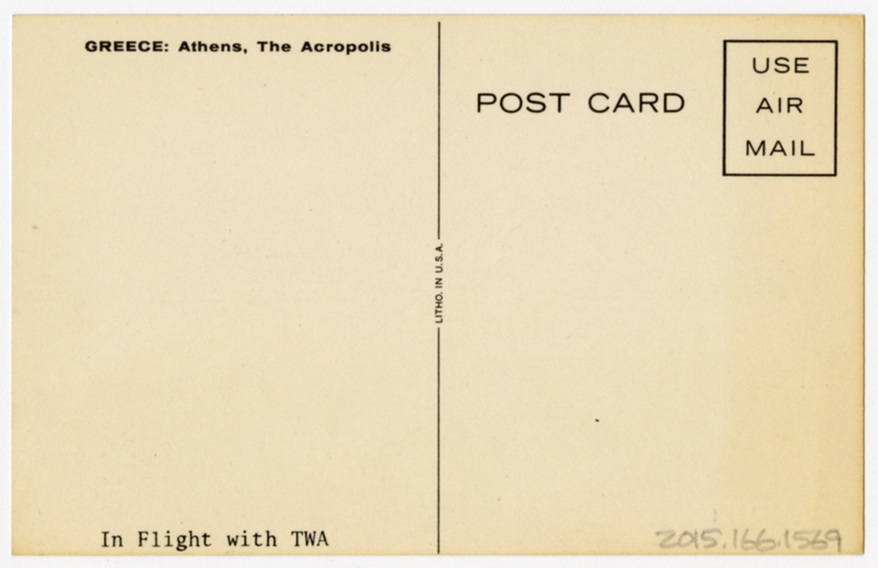 Image: postcard: TWA (Trans World Airlines), Athens