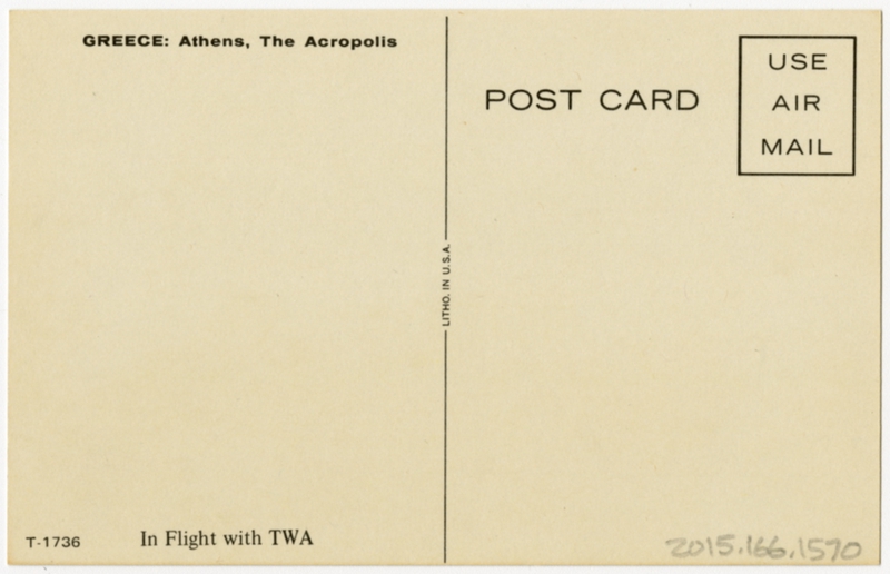 Image: postcard: TWA (Trans World Airlines), Athens