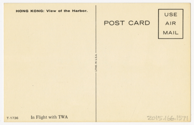 Image: postcard: TWA (Trans World Airlines), Hong Kong