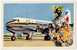 Image: postcard: Union Aeromaritime de Transport (UAT), Douglas DC-6