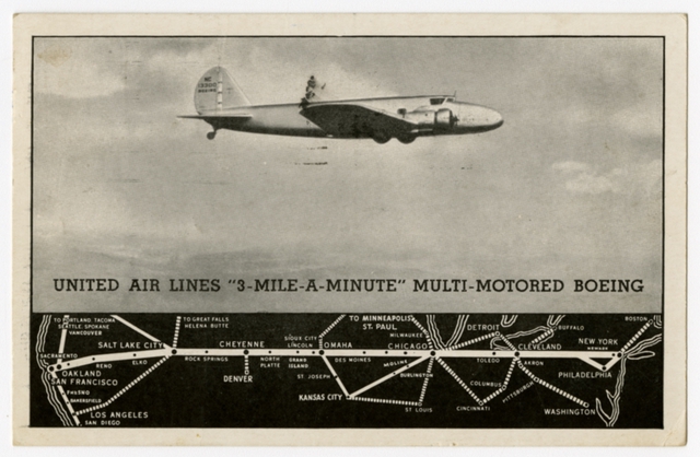 Postcard: United Air Lines, Boeing 247