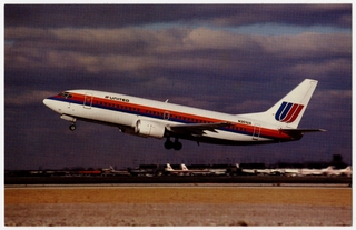 Image: postcard: United Airlines, Boeing 737-322, Chicago O’Hare International Airport