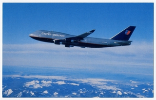 Image: postcard: United Airlines, Boeing 747-400