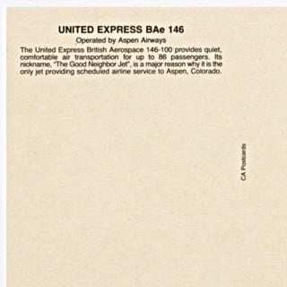 Image #2: postcard: United Express, British Aerospace BAe 146, Colorado