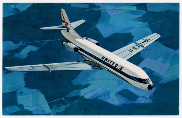 Postcard: United Air Lines, Sud Aviation Caravelle