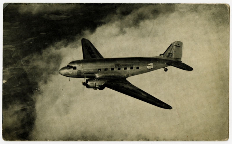 Image: postcard: United Air Lines, Douglas DC-3