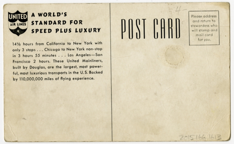 Image: postcard: United Air Lines, Douglas DC-3