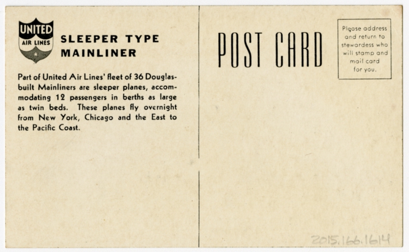 Image: postcard: United Air Lines, Douglas DC-3