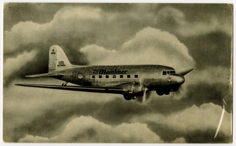 Image: postcard: United Air Lines, Douglas DC-3