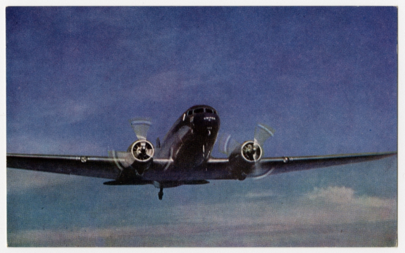 Image: postcard: United Air Lines, Douglas DC-3