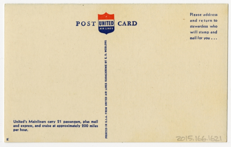 Image: postcard: United Air Lines, Douglas DC-3