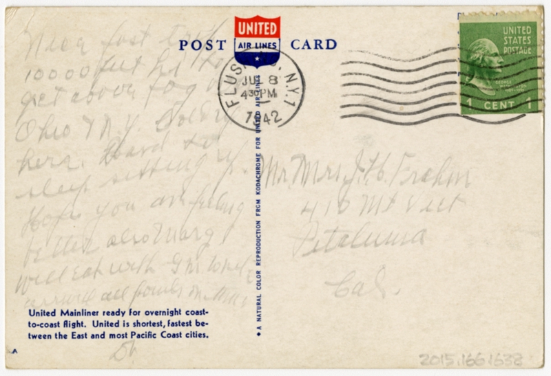 Image: postcard: United Air Lines, Douglas DC-3