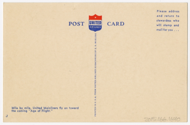 Image: postcard: United Air Lines, Douglas DC-3