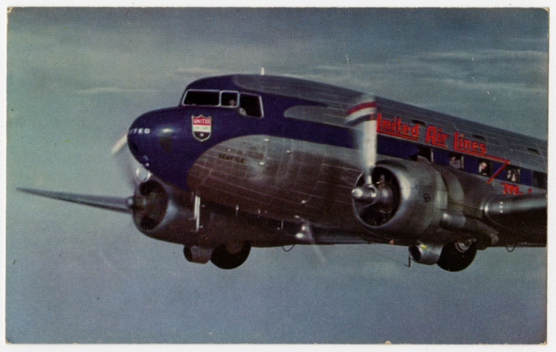 Image: postcard: United Air Lines, Douglas DC-3