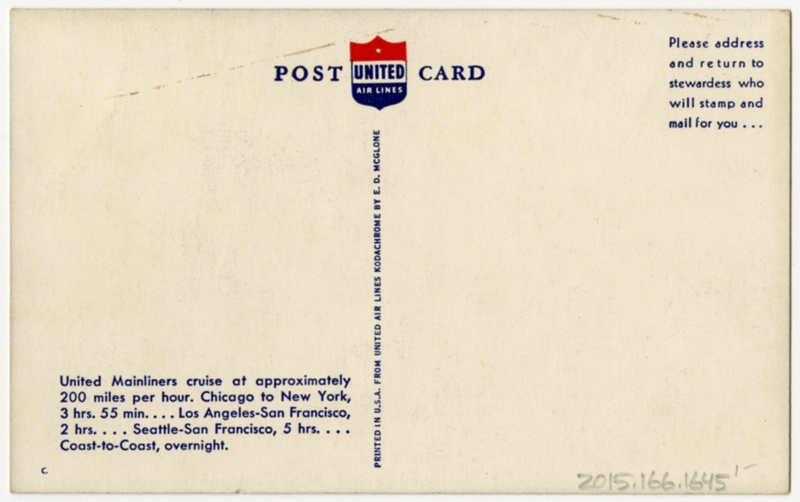 Image: postcard: United Air Lines, Douglas DC-3