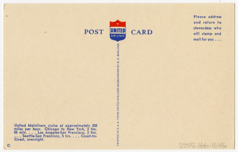 Image: postcard: United Air Lines, Douglas DC-3