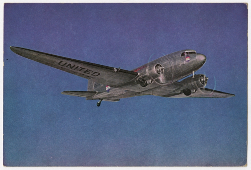 Image: postcard: United Air Lines, Douglas DC-3