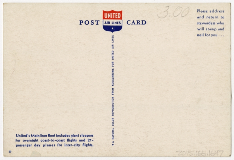 Image: postcard: United Air Lines, Douglas DC-3