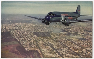 Image: postcard: United Air Lines, Douglas DC-3, San Francisco
