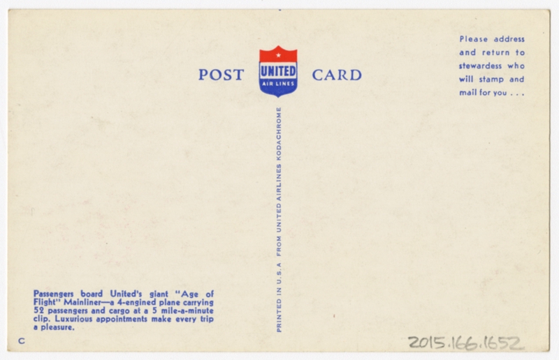 Image: postcard: United Air Lines, Douglas DC-6
