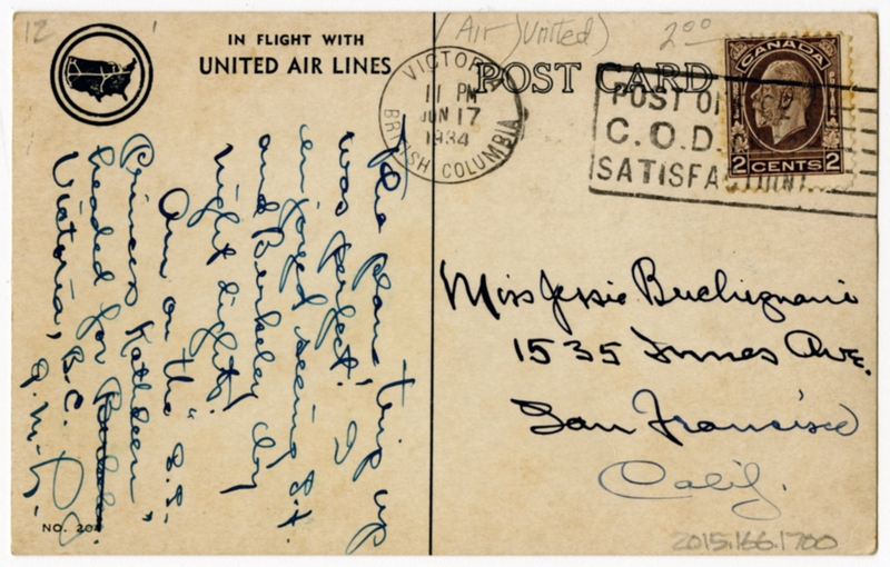 Image: postcard: United Air Lines, San Francisco