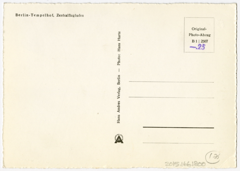 Image: postcard: Berlin Templehof Airport, Douglas DC-4