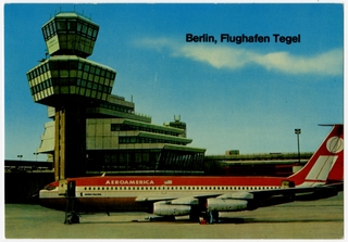 Image: postcard: Aeroamerica, Boeing 720, Berlin Tegel Airport