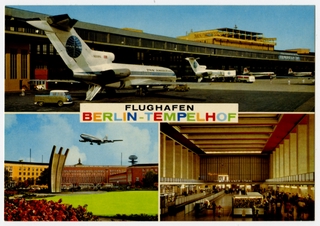 Image: postcard: Berlin Tempelhof Airport, Boeing 727, Pan American World Airways
