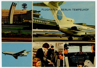 Image: postcard: Berlin Tempelhof Airport, Pan American World Airways, Boeing 727-100