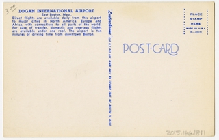 Image: postcard: Boston Logan International Airport, Lockheed Electra, American Airlines