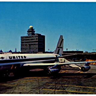 Image #1: postcard: Boston Logan International Airport, United Air Lines, Douglas DC-8