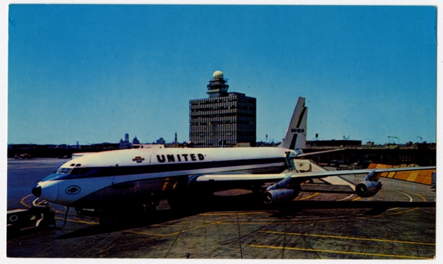 Postcard: Boston Logan International Airport, United Air Lines, Douglas DC-8