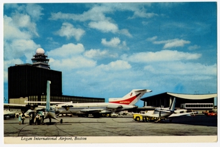Image: postcard: Boston Logan International Airport, National Airlines, Boeing 727