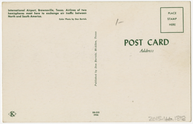 Image: postcard: Pan American World Airways, Douglas DC-3, Brownsville International Airport