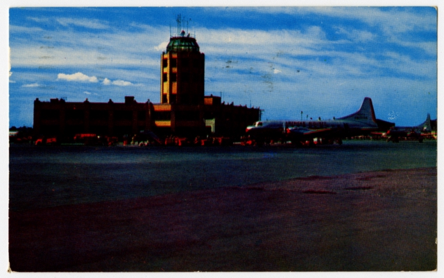 Postcard: Buffalo Municipal Airport, Convair 240, American Airlines