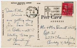 Image: postcard: Buffalo Municipal Airport, Convair 240, American Airlines