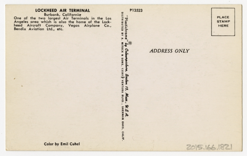 Image: postcard: Lockheed Air Terminal (Burbank), United Air Lines, Convair 240