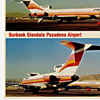 Image #1: postcard: Pacific Southwest Airlines (PSA), Boeing 727, Burbank Glendale Pasadena Airport