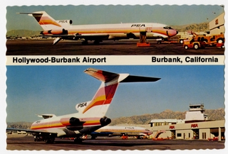 Image: postcard: Pacific Southwest Airlines (PSA), Boeing 727, Hollywood-Burbank Airport