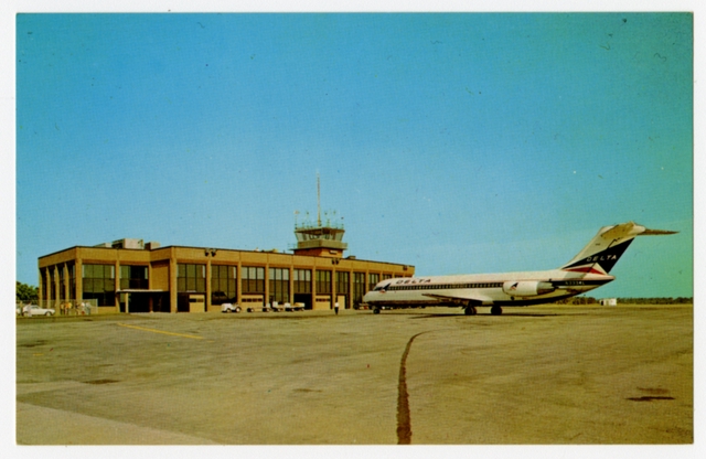 Postcard: Burlington International Airport, Douglas DC-9, Delta Air Lines