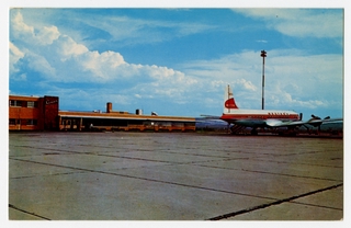 Image: postcard: Natrona County Airport, Douglas DC-6, Western Airlines